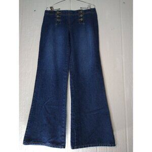 Abercrombie & Fitch Women’s Sz 6 Blue Jeans Mid Rise Wide Leg Vtg Metal Buttons